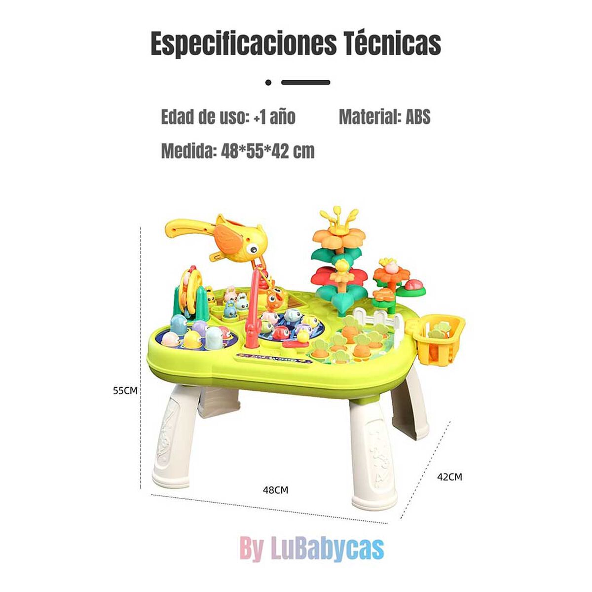 Mesa de Actividades Granja 42 x 48 cm Verde LuBabycas