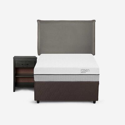 Cama Nido Rosen 1,5 Plazas Pratta + Respaldo + Velador Maurice Gris