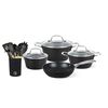 Pack Batería de Cocina Copper 7 Piezas + Set 12 Utensilios Negro Simplit