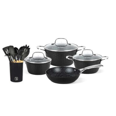 Pack Batería de Cocina Copper 7 Piezas + Set 12 Utensilios Negro Simplit