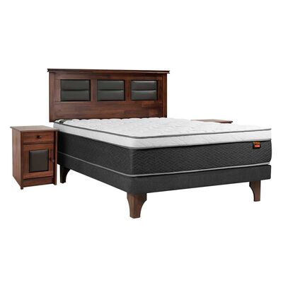 Cama Europea Celta 2 Plazas x 2 mt Everest Cobre + Respaldo + 2 Veladores Villarreal