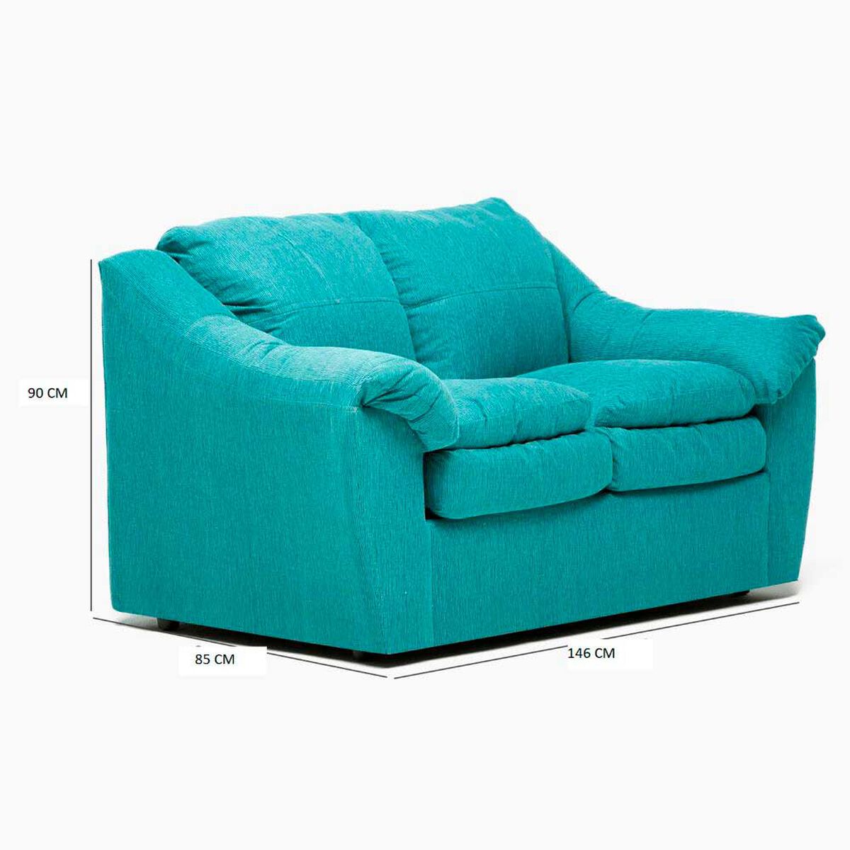 Juego de Living Cabsur Galicia Sof&aacute; 3 Cuerpos + Sof&aacute; 2 Cuerpos Chenille Turquesa