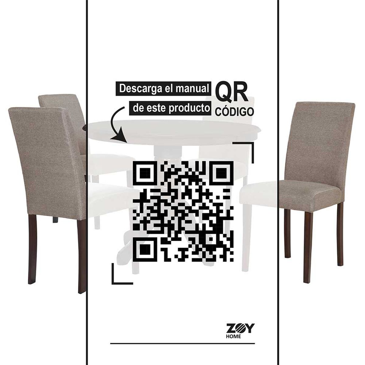 Juego de Comedor Zoy Home Phuket 4 Sillas Beige