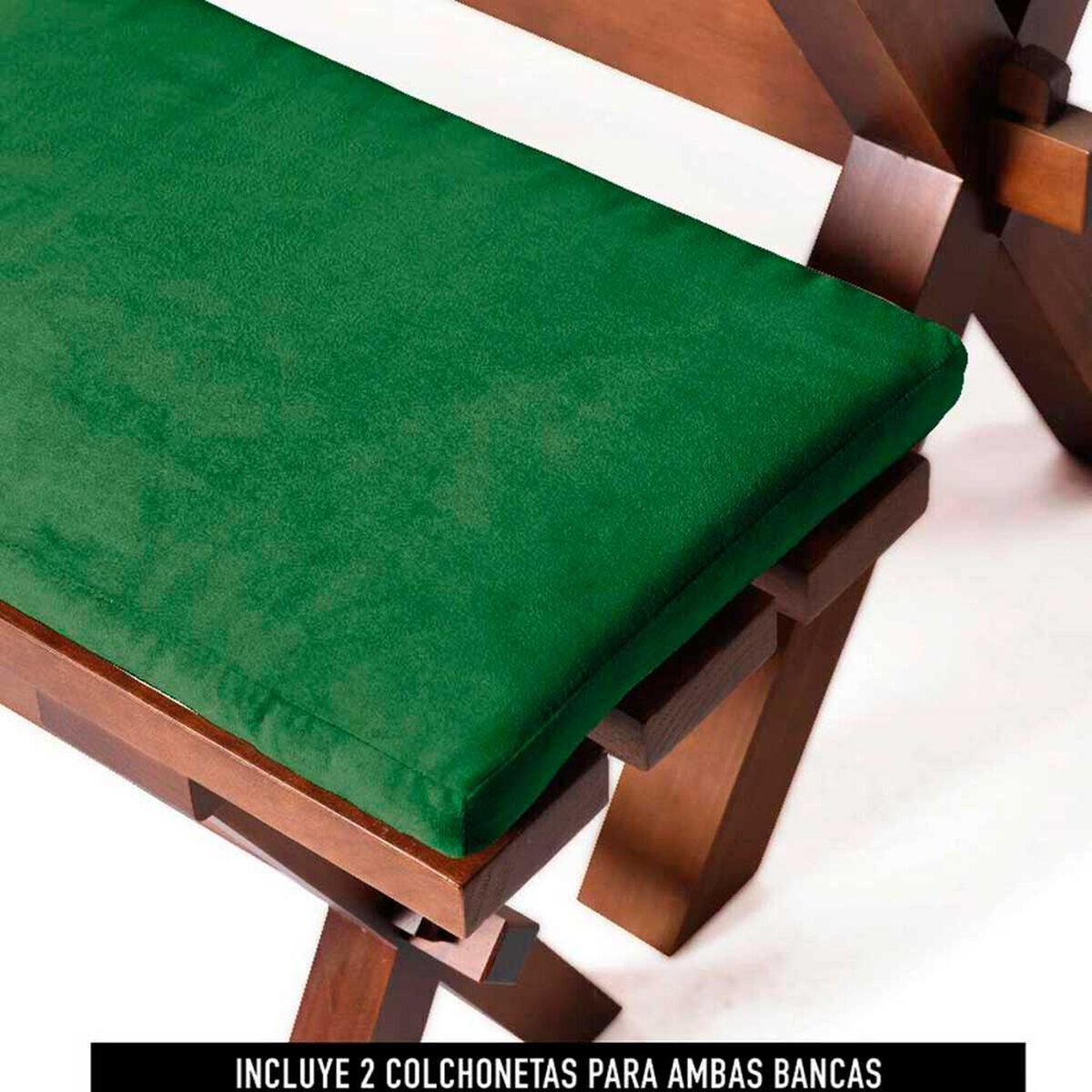 Juego de Comedor Latam Home Sevilla Girona 2 Sillas + 2 Bancas Velvet Verde