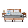 Combo Cama Europea Latam Home 2 Plazas Cannon BD Tela Beige + Textil + Respaldo + 2 Veladores Orion