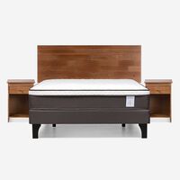 Cama Europea Rosen 2 Plazas New Style 4 Plus + Respaldo + 2 Veladores Tabor Caramelo