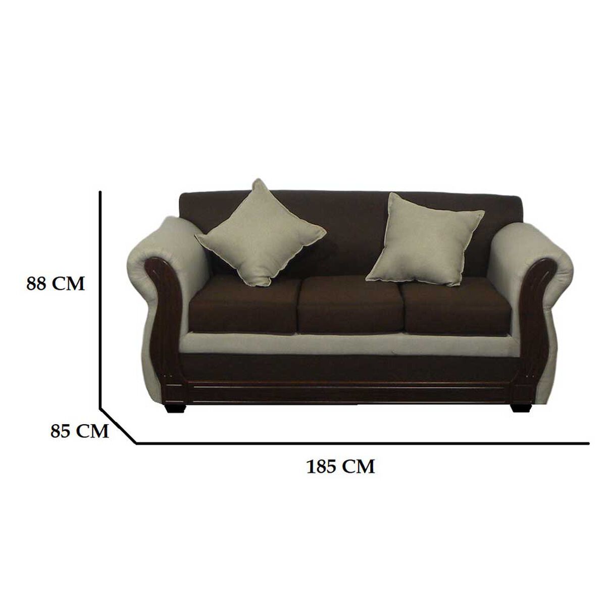 Juego de Living Almore Emilia Sofá 3 Cuepos + Dos Sillones 1 Cuerpo Beige Café