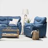 Juego de Living Almore Belén Sofá 2 Cuerpos + Dos Sillones 1 Cuerpo Azul