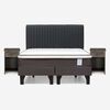 Cama Europea Rosen 2 Plazas New Style 4 + Respaldo + 2 Veladores Grafito