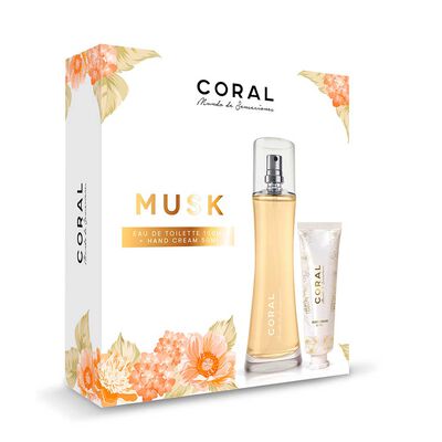 Set Perfume Coral Mujer EDT Musk 100ml + Crema Manos 50ml