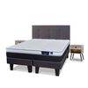 Cama Europea Flex 2 Plazas Nexus Base Dividida + Respaldo Royal Grafito + Veladores Rock