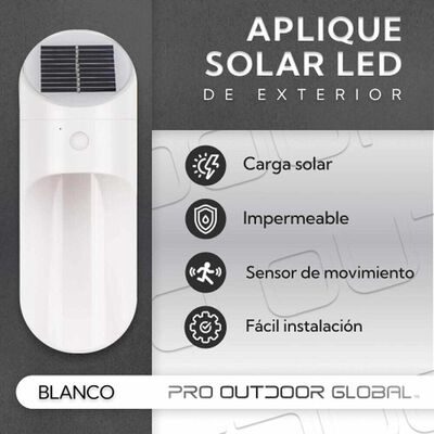 Aplique Led Solar Para Exterior Blanco Pro Outdoor