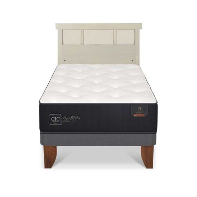 Cama Europea CIC 1,5 Plazas Premium + Respaldo Dublin Alpino