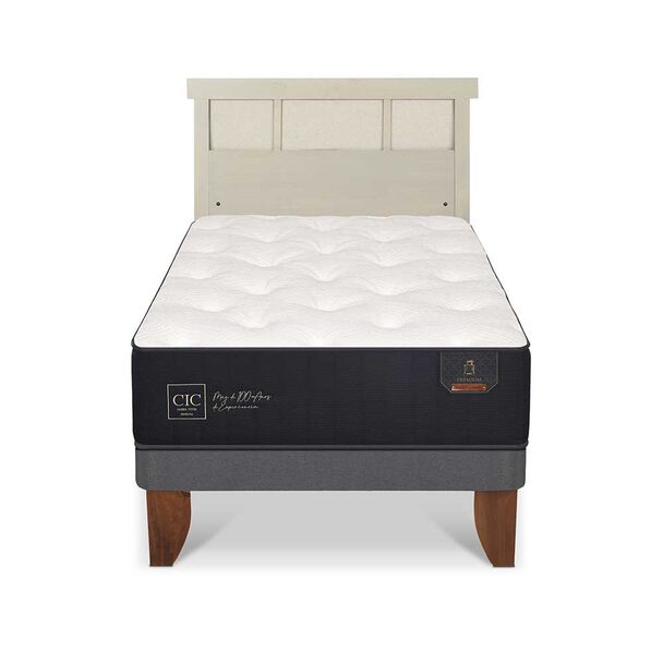 Cama Europea CIC 1,5 Plazas Premium + Respaldo Dublin Alpino