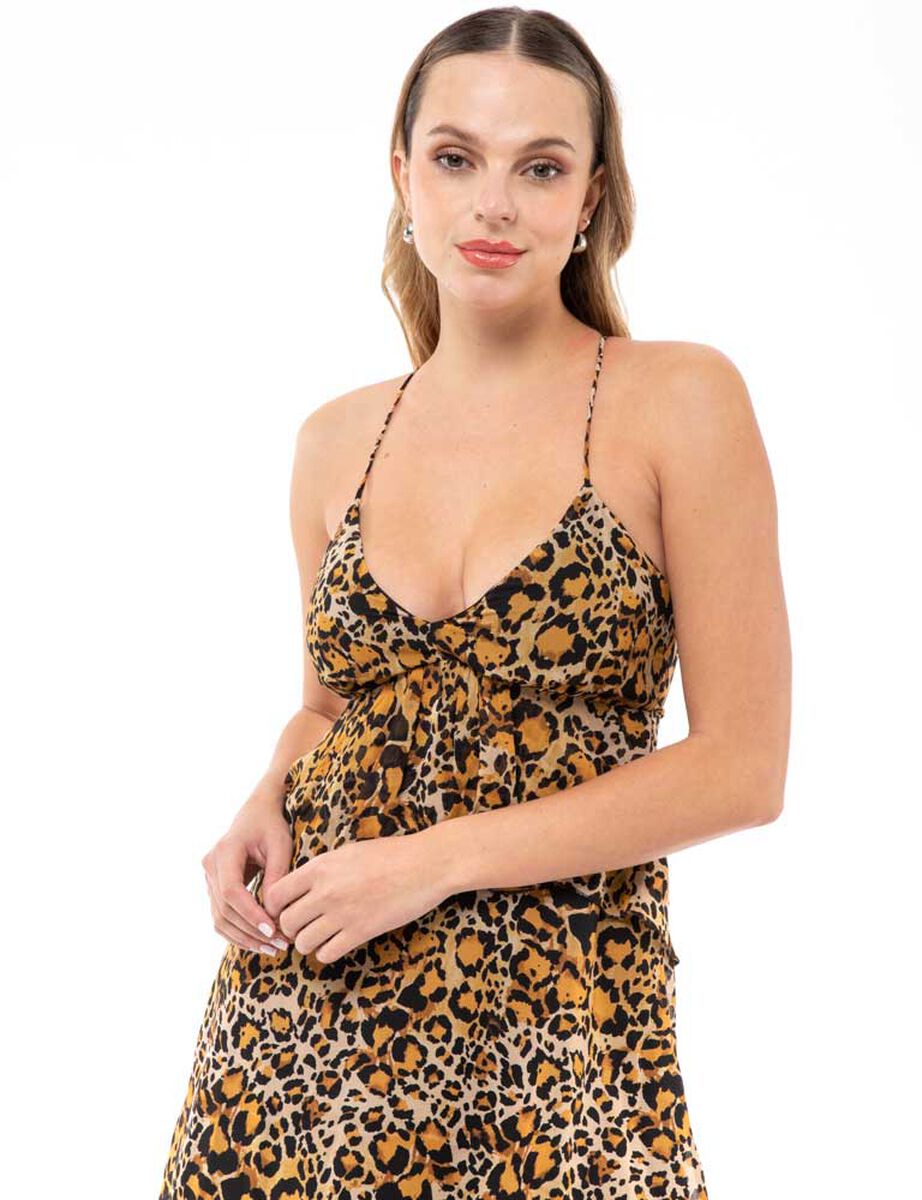 Vestido Corto Estampado Sin Mangas Mujer Fiorucci