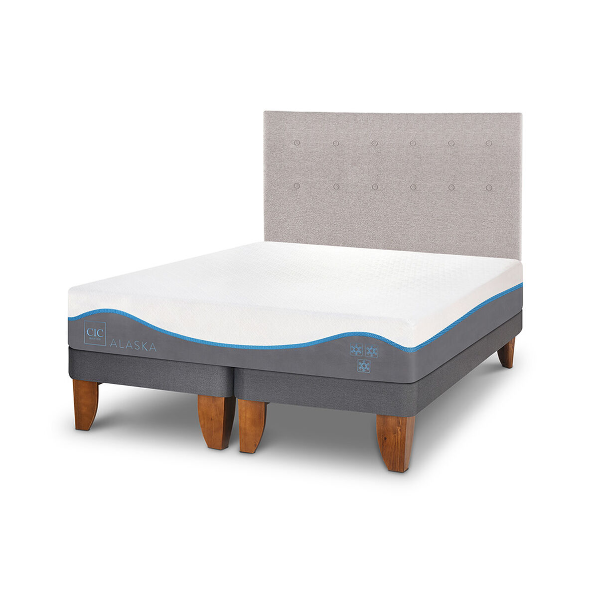 Cama Europea CIC Base Dividida 2 Plazas Alaska + Respaldo