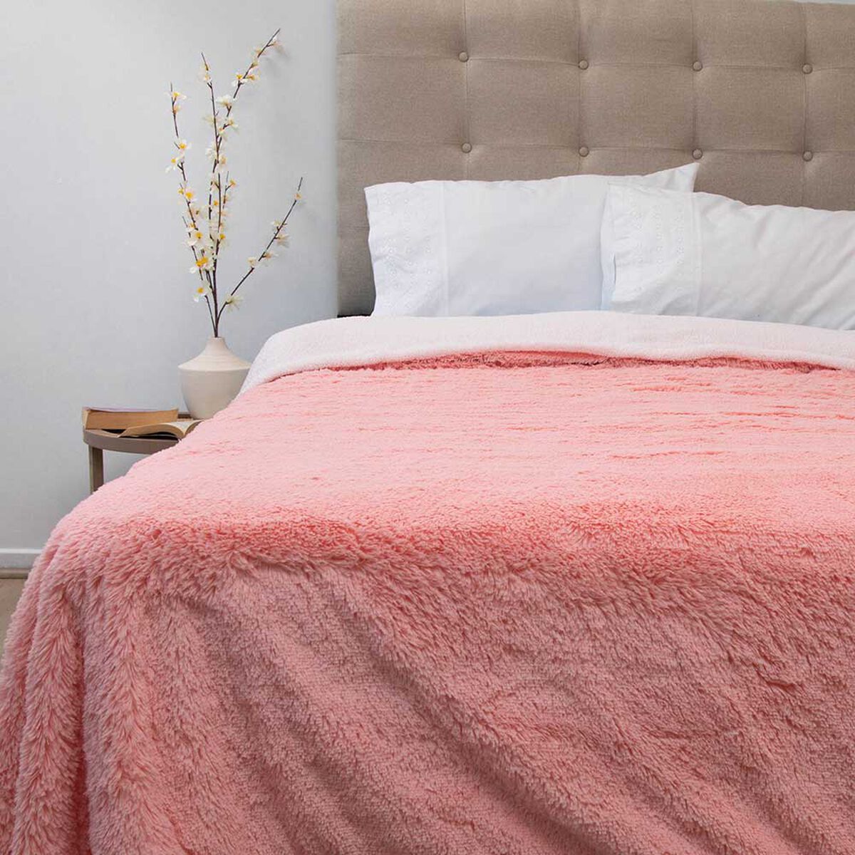 Frazada Poliéster Doral 2 Plazas Deluxe Rosado