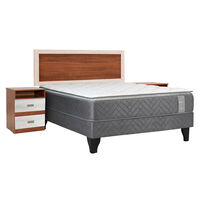 Cama Europea Celta 2 Plazas Carbono + Respaldo + 2 Veladores Alicante