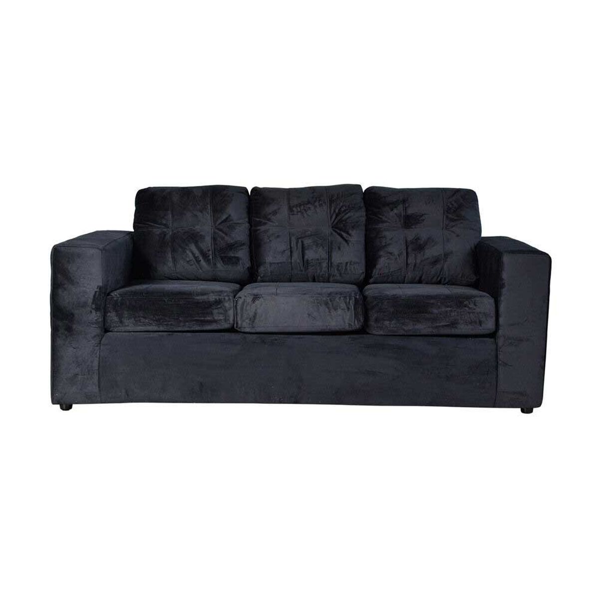 Juego de Living Kea Nize Felpa Sofá 3 Cuerpos + Dos Sillones 1 Cuerpo Negro