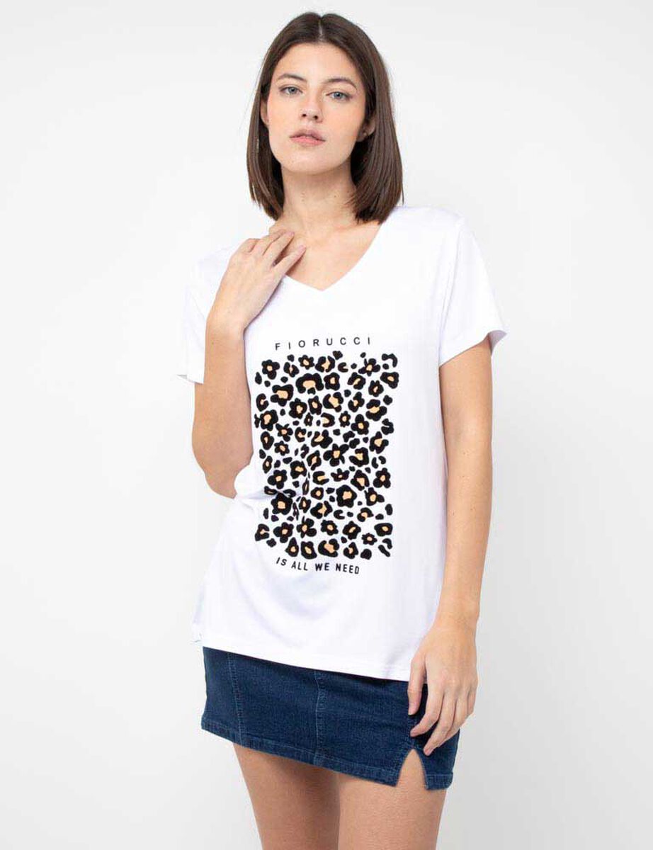 Polera Con Estampado Manga Corta Mujer Fiorucci