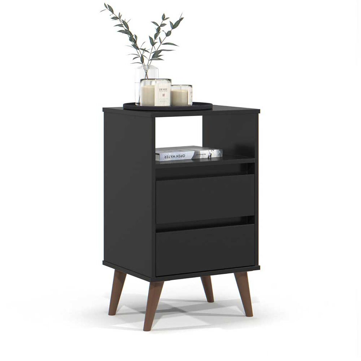 Velador Onessta Roma 2 Cajones Negro