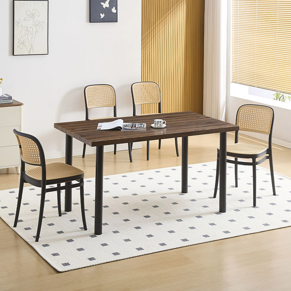 Juego de Comedor Vekkahome Alma Duna 4 Sillas Caf&eacute;