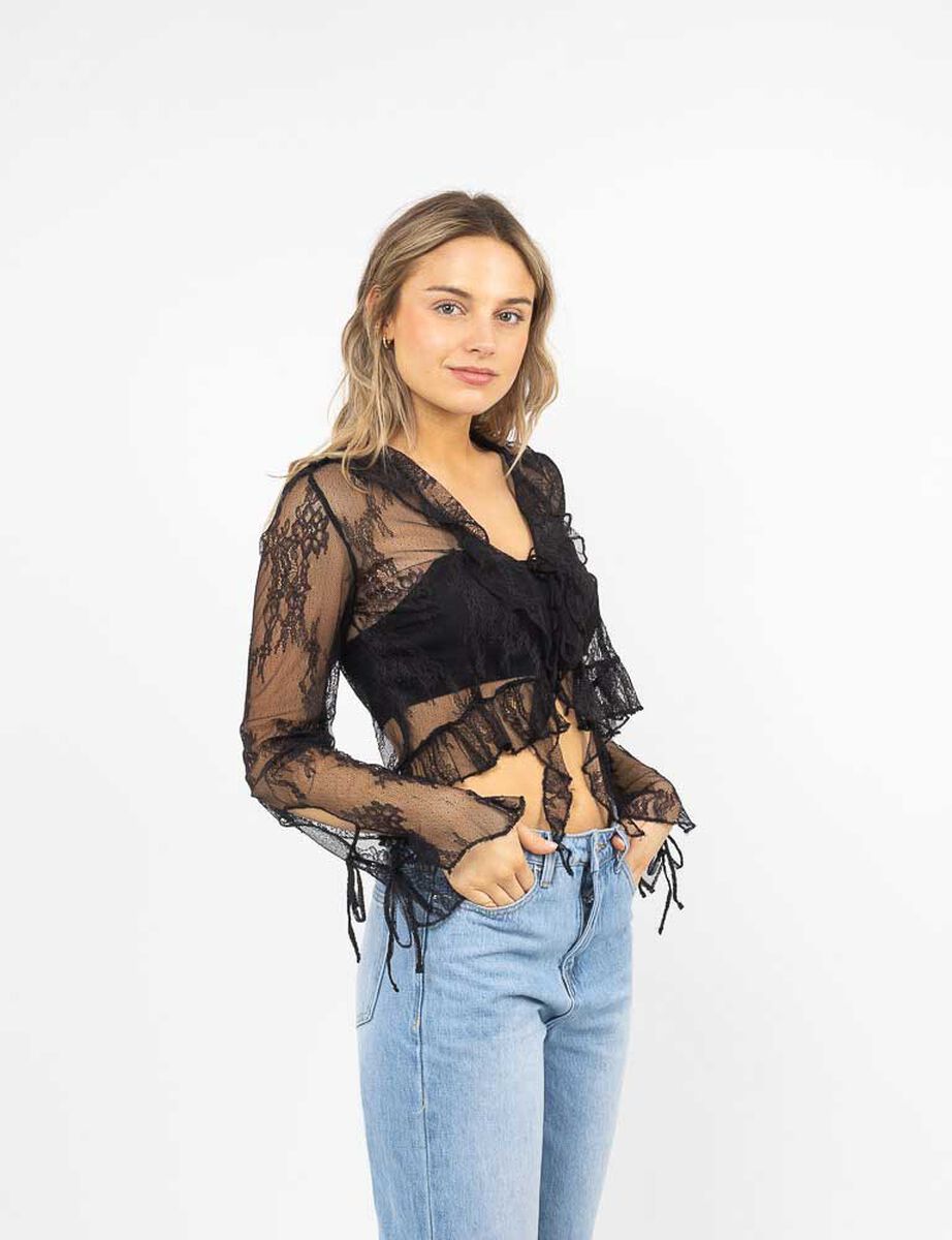 Blusa Transparente Manga Larga Mujer Icono