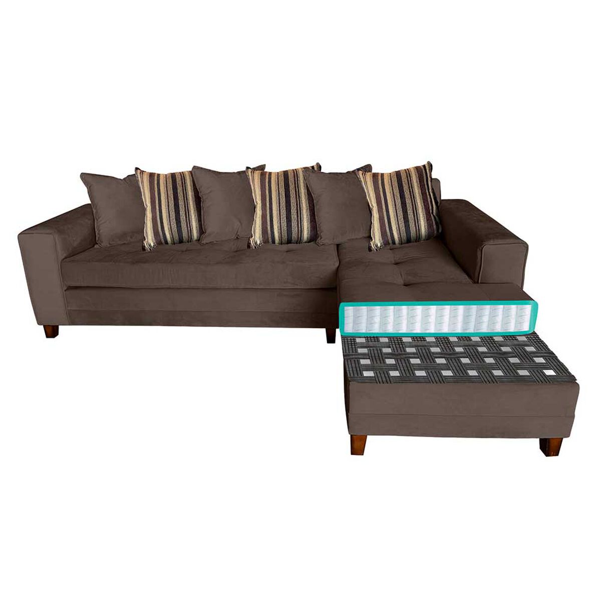 Sofá Seccional Living Factory Venecia 5 Cuerpos Chocolate