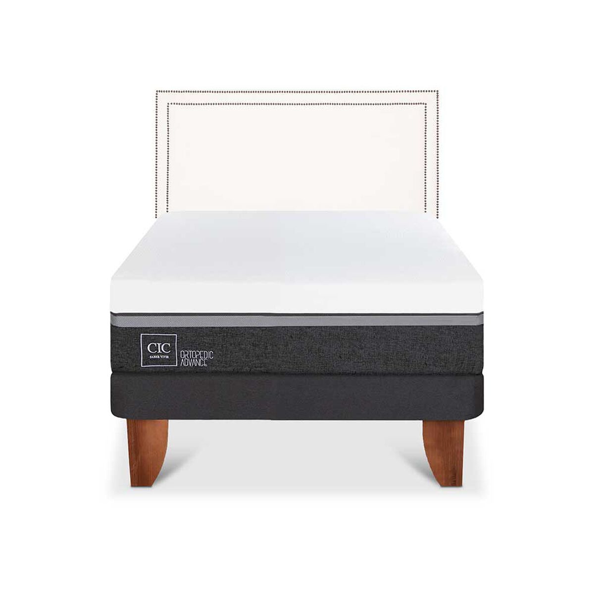 Cama Europea CIC 1,5 Plazas Ortopedic Advance + Respaldo Danubio