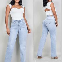 Jeans Straight Wide Mujer Most Wanted Celeste