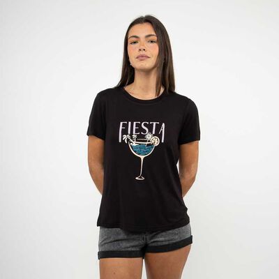 Polera Con Estampado Manga Corta Mujer Icono