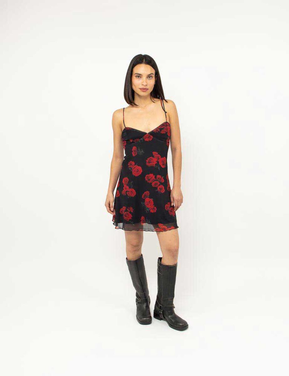Vestido Corto Flores Sin Mangas Mujer Fiorucci