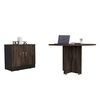 Combo Mesa Redonda + Cajonera 2 Puertas TuHome Home Office Negro Soft-Coñac
