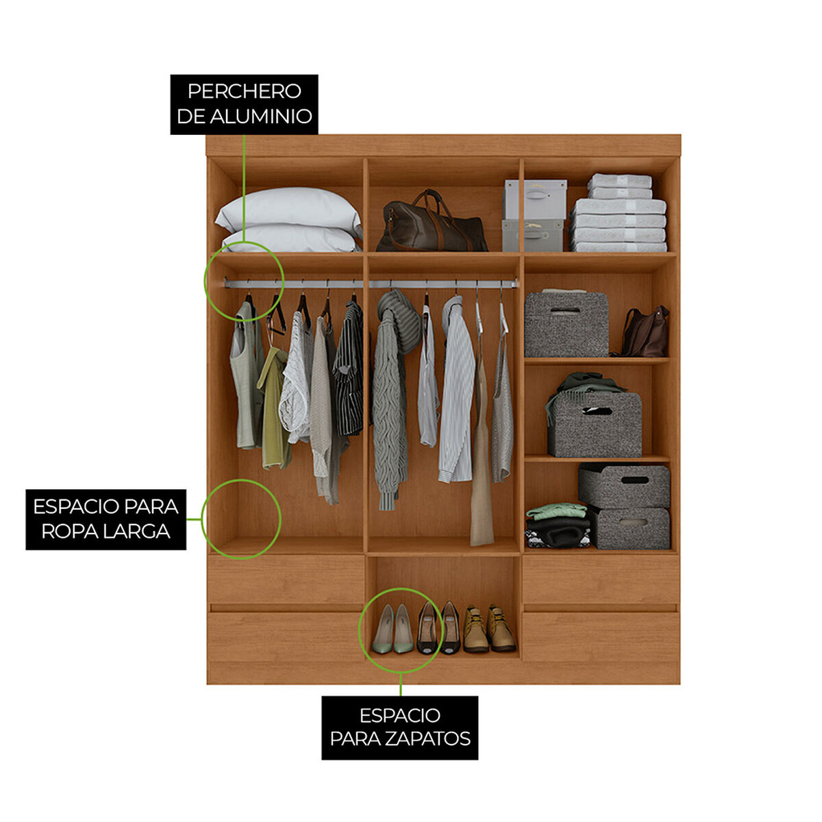 Closet Di Poretti Design Zeus 4 Cajones 6 Puertas Caf&eacute;