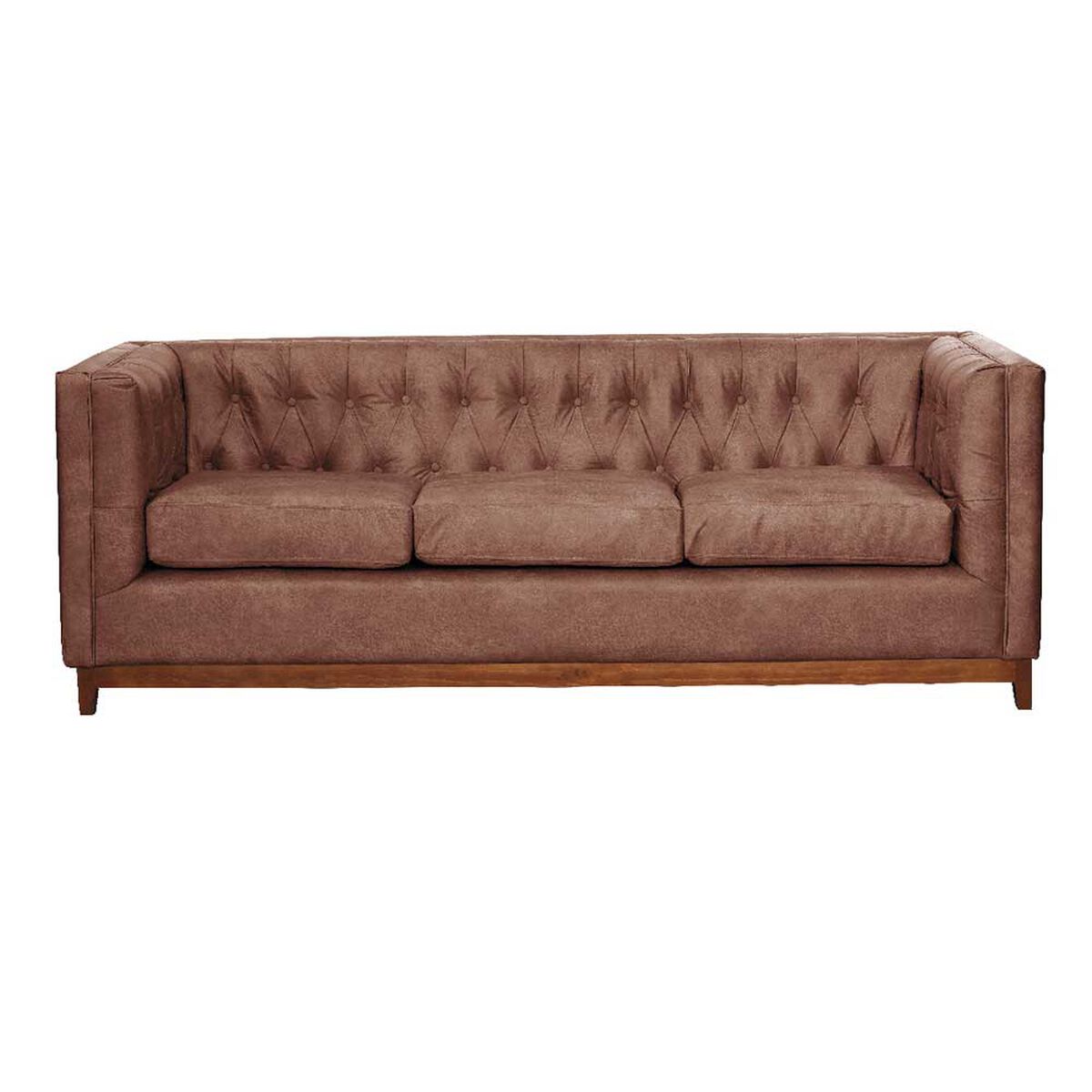 Sofá Latam Home Cuero Colorado Roma 3 Cuerpos Caramelo
