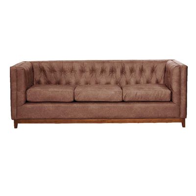 Sofá Latam Home Cuero Colorado Roma 3 Cuerpos Caramelo
