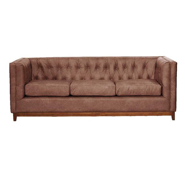 Sofá Latam Home Cuero Colorado Roma 3 Cuerpos Caramelo