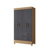 Combo Cl&oacute;set 4 Puertas 2 Cajones + C&oacute;moda 4 Cajones Vekkahome Mobi Gris