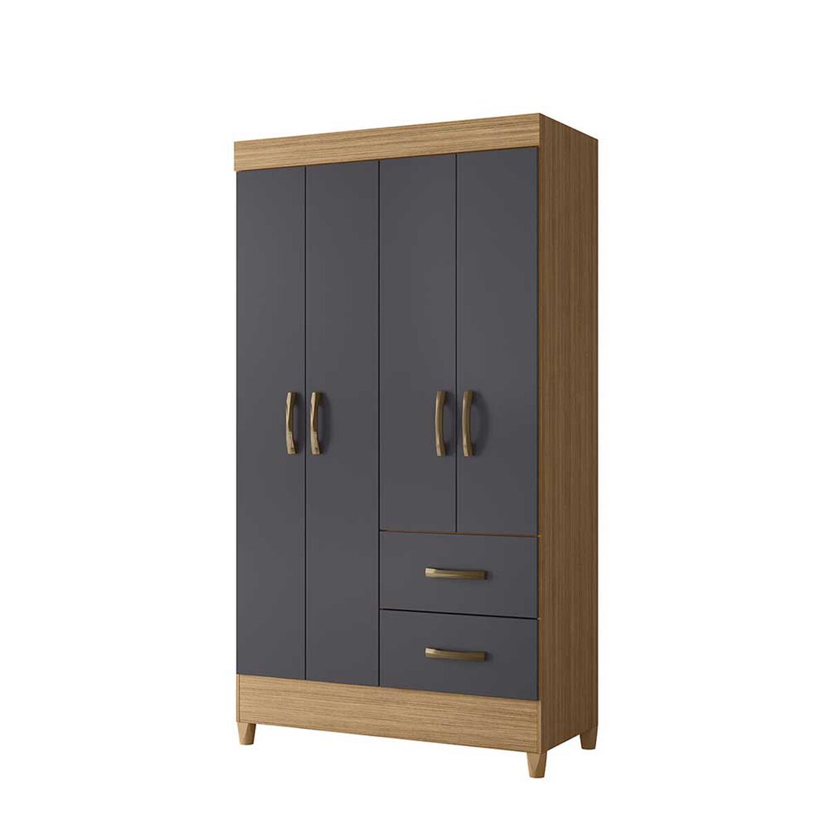 Combo Cl&oacute;set 4 Puertas 2 Cajones + C&oacute;moda 4 Cajones Vekkahome Mobi Gris