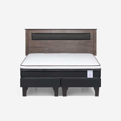 Imagen 1 del producto Cama Europea Rosen Base Dividida 2 Plazas New style 6 + Respaldo Ferrera Gris