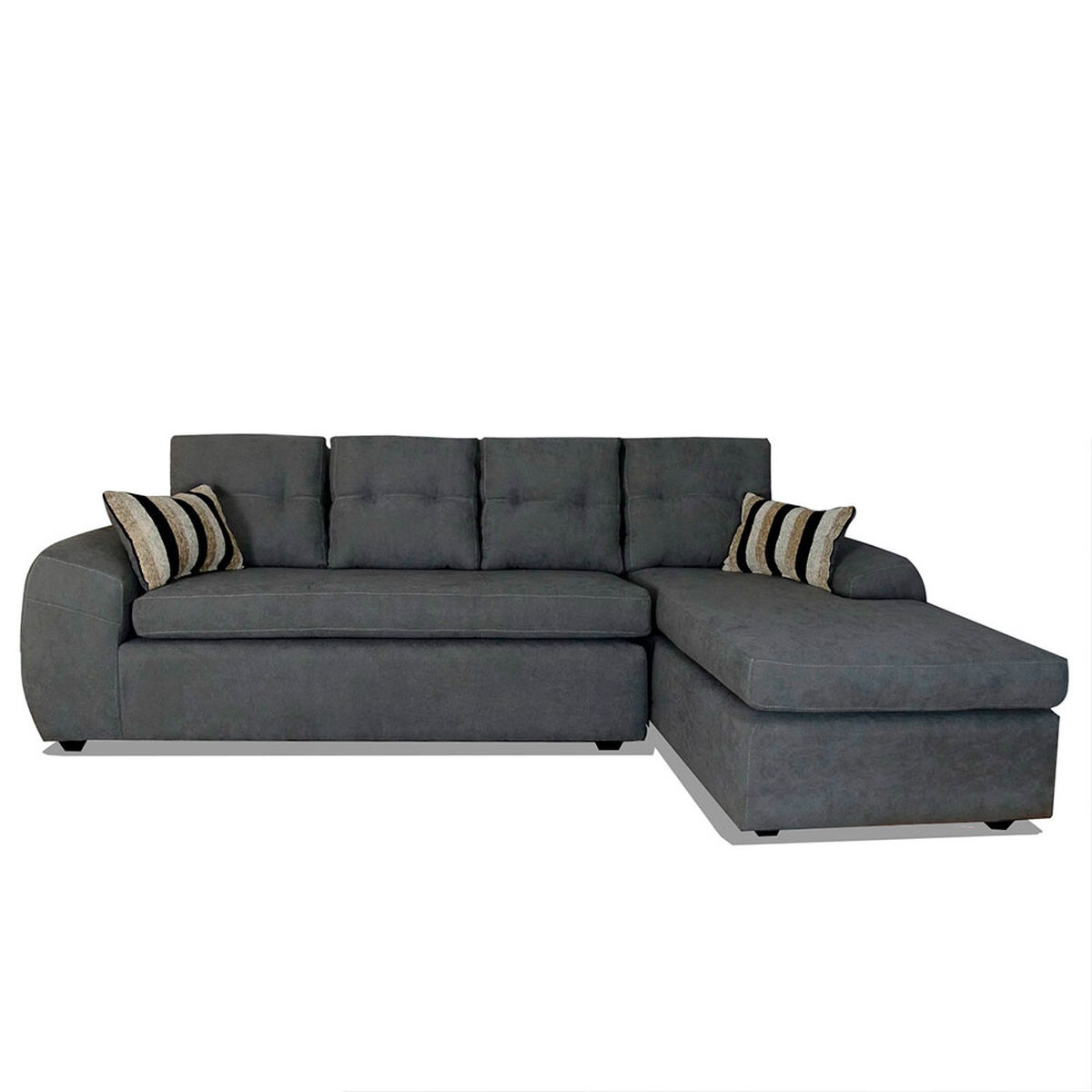 Seccional Derecho Elegant Houston Cheise Tela 5 Cuerpos Gris