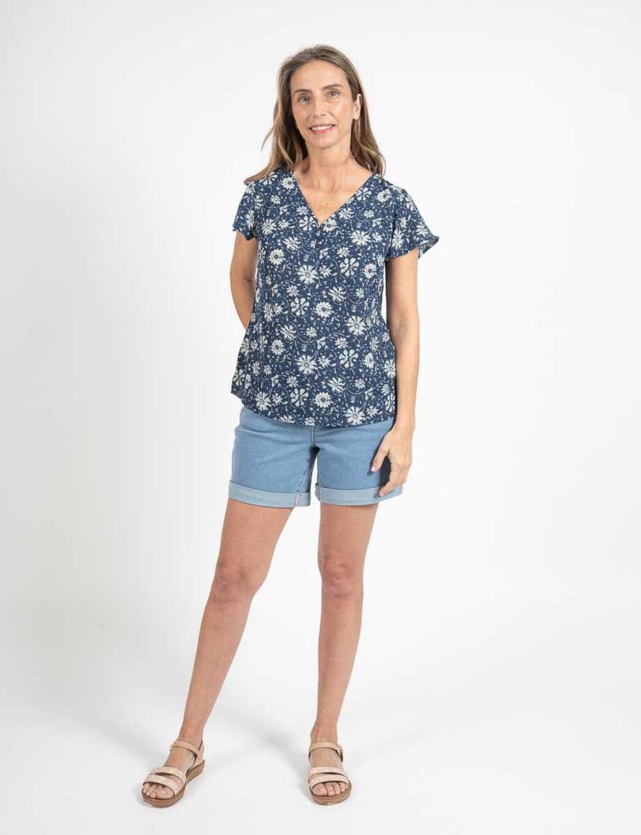 Blusa Cuello V Manga Corta Mujer Portman Club