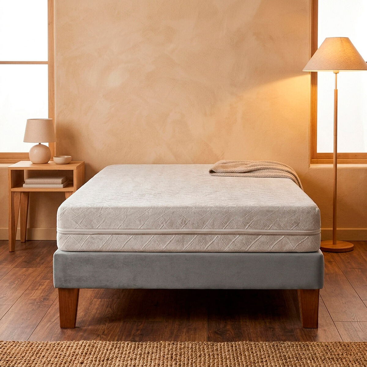Cama Europea Latam Home 1,5 Plazas Zen Best Gris