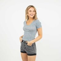 Polera Manga Corta Mujer Icono Celeste, Color-2