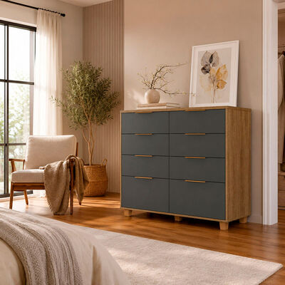 Cómoda Vekkahome Dubai 8 Cajones Gris