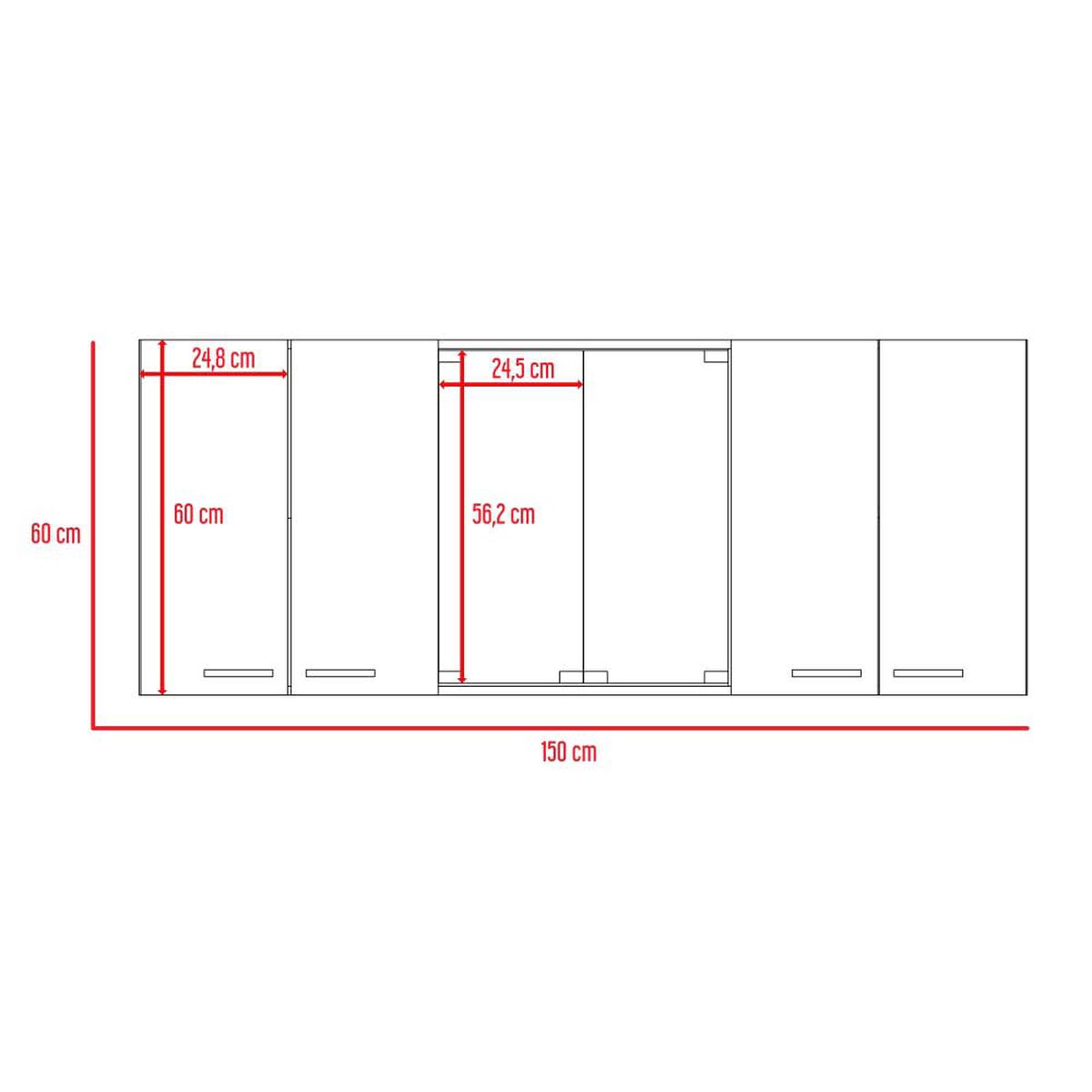 Mueble de Cocina TuHome 1,50 Vidrio 6 Puertas Wengue Blanco