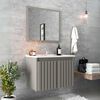 Combo Baño Vanitorio + Espejo Home Mobili Barra Gris