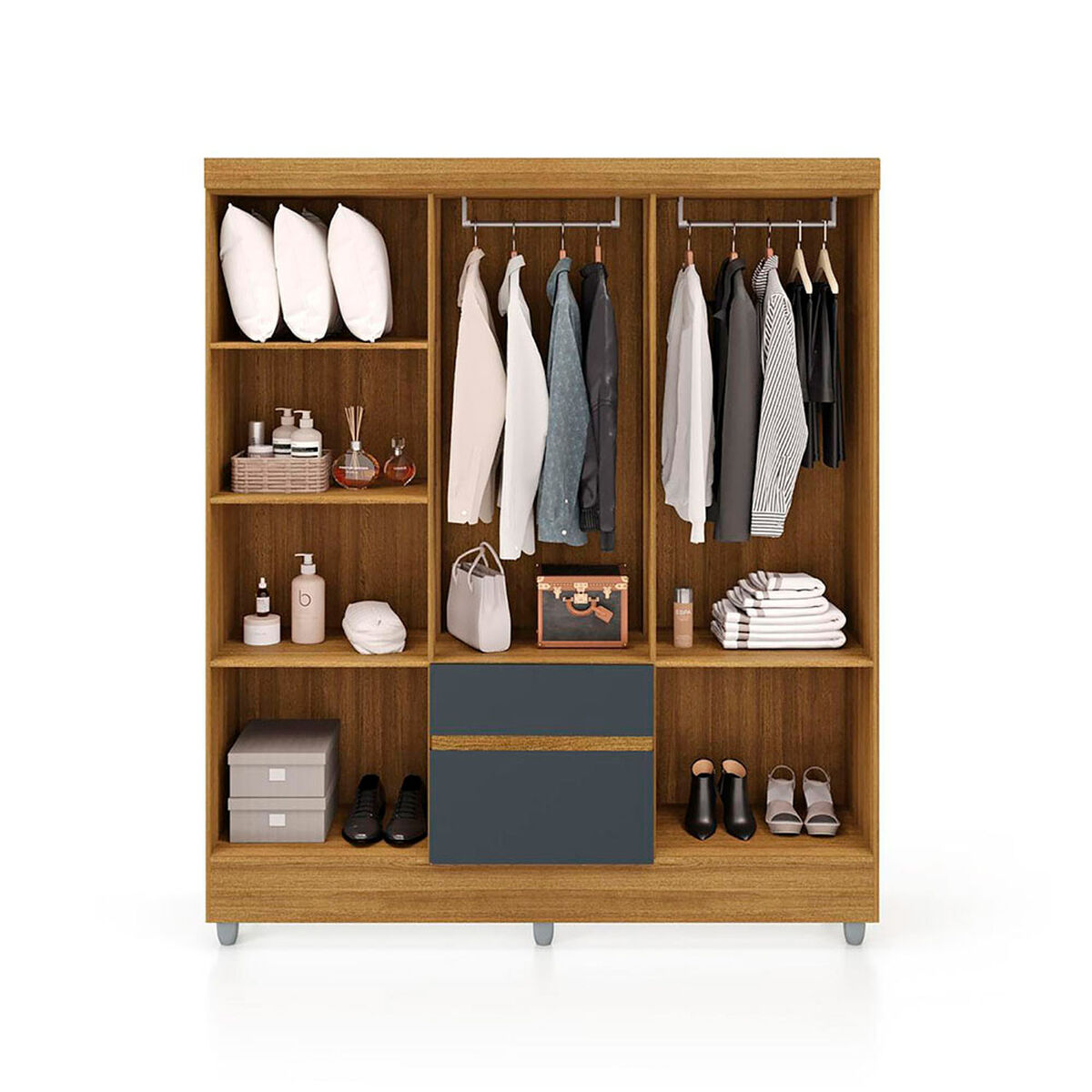 Closet Vekkahome Americano 6 Puertas 2 Cajones Gris