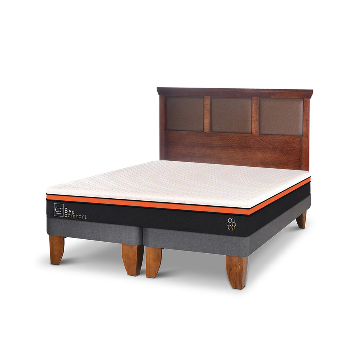 Cama Europea CIC Base Dividida 2 Plazas Bee Comfort + Respaldo
