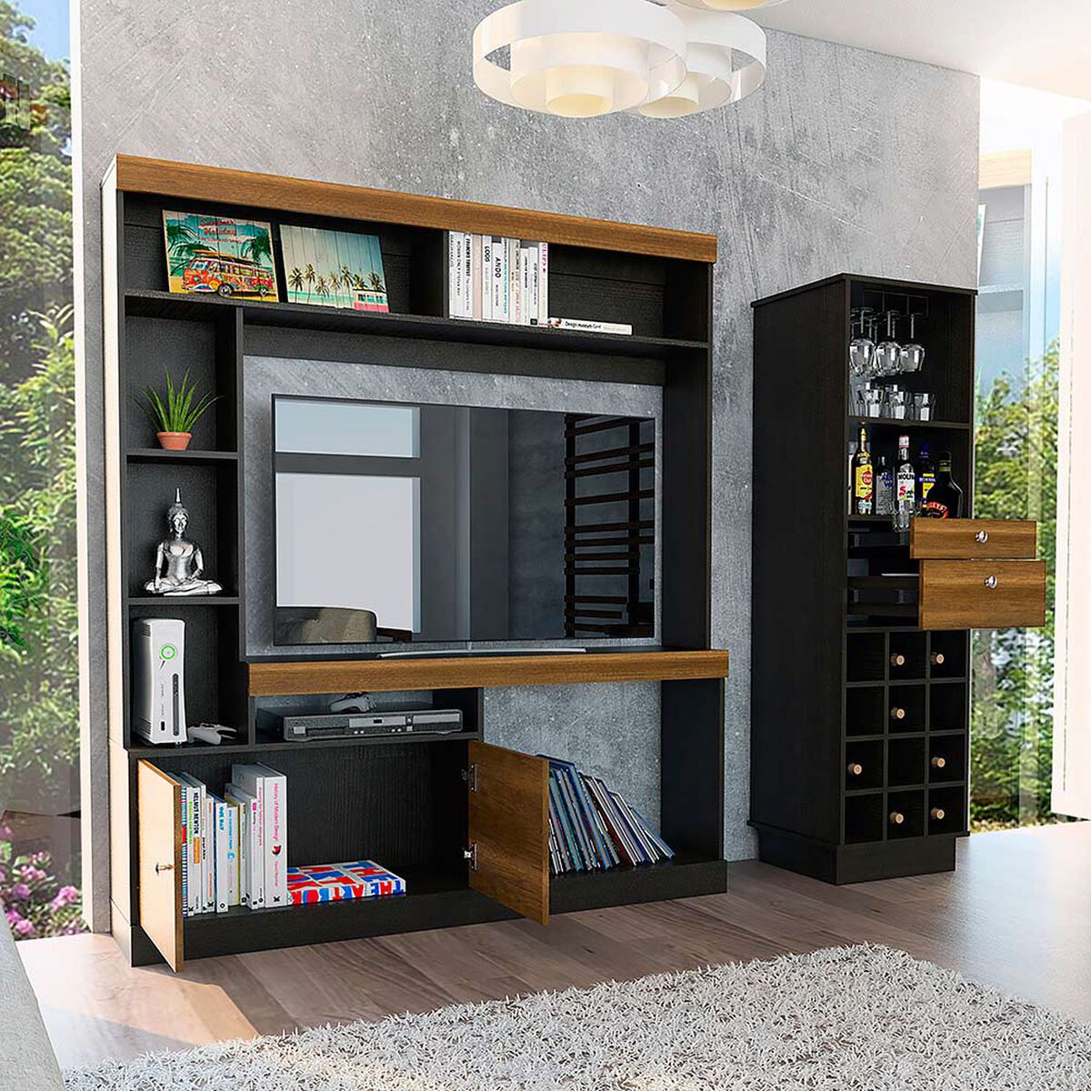Estante + Mueble de Bar TuHome Clasicc